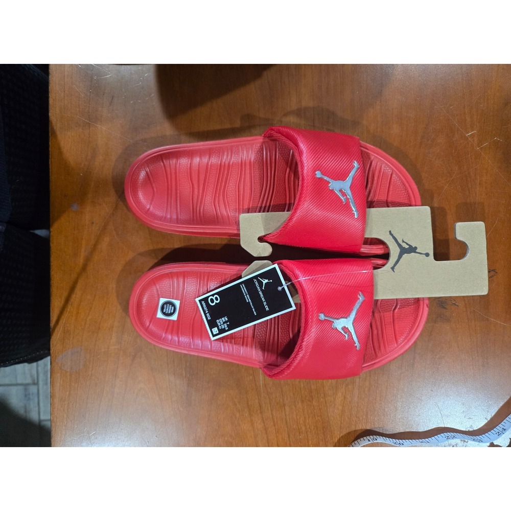 Jordan Break Slide University Red Metallic Silver Mens Size 8 AR6374-602 New